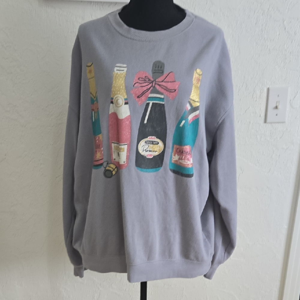 Chic Graphic Print Women's Sweater in Gray